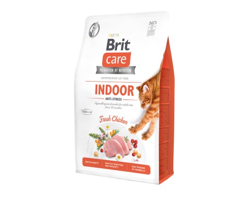 Корм Brit  Care Антистресс: гипоаллергенный, со свежим мясом курицы для взрослых домашних кошек 400 г