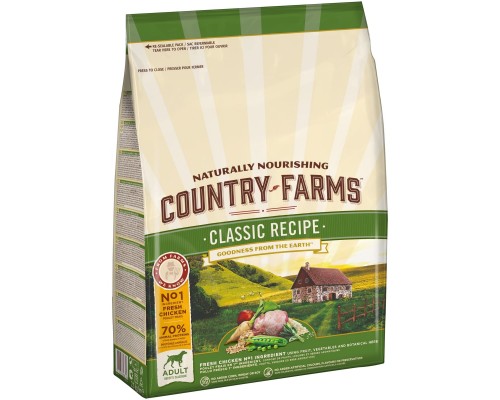 Корм Country Farms классический. Полнорационный корм для взрослых собак, с высоким содержанием курицы 12 кг