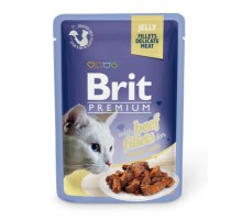 Brit паучи Premium для кошек: кусочки в желе из филе говядины