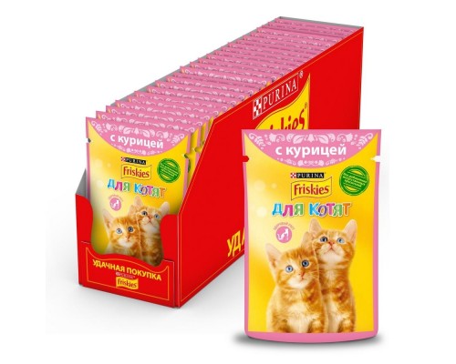 Friskies влажный корм для котят, с курицей в подливе