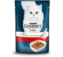 Gourmet влажный корм Перл Соус Де-люкс для кошек, с говядиной в роскошном соусе