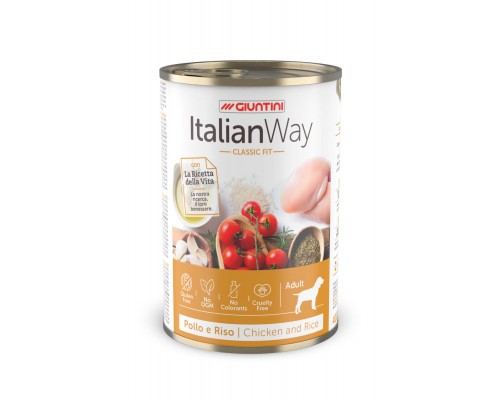 Italian Way Консервы  безглютеновые, для собак всех пород, с курицей,томатами и рисом