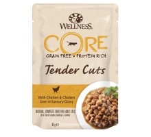 Wellness CORE  Tender Cuts паучи из курицы с куриной печенью в виде нарезки в соусе для кошек