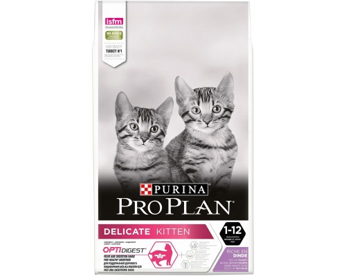 Корм Purina Pro Plan для котят с чувствительным пищеварением или с особыми предпочтениями в еде, с высоким содержанием индейки 12 кг