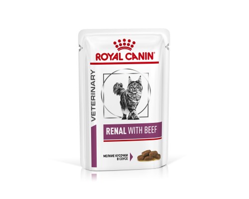 Royal Canin (вет. паучи) кусочки в соусе для кошек при лечении почек, c говядиной