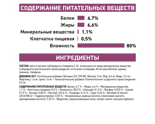 Royal Canin (вет. паучи) кусочки в соусе для кошек при лечении почек, c говядиной