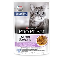 Purina Pro Plan (паучи)  Nutri Savour для взрослых кошек старше 7 лет, нежные кусочки с индейкой, в соусе