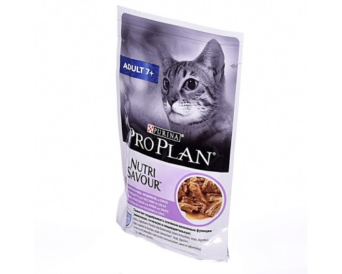 Purina Pro Plan (паучи)  Nutri Savour для взрослых кошек старше 7 лет, нежные кусочки с индейкой, в соусе