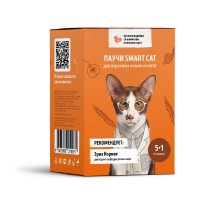 Smart Cat набор паучей 5+1 для взрослых кошек и котят: кусочки индейки со шпинатом в нежном соусе 510 г