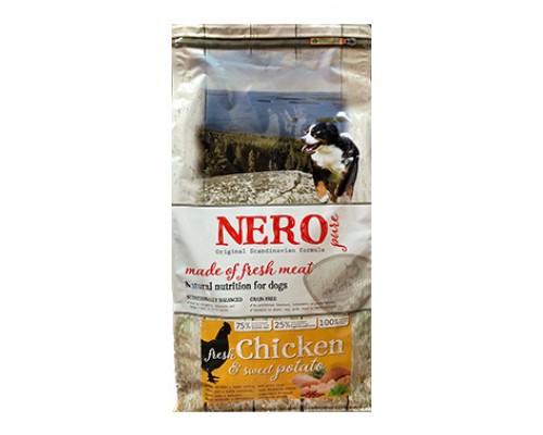 Nero Pure беззерновой корм для взрослых собак со свежим мясом курицы, бататом  и фруктами 2,5 кг