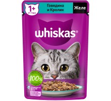 Whiskas влажный корм для кошек, желе с говядиной и кроликом