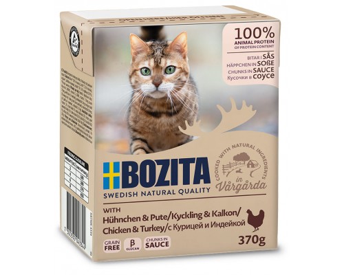 Bozita кусочки в соусе для кошек, с курицей и индейкой