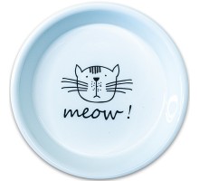 КерамикАрт миска "MEOW" керамическая для кошек, белая 200 мл