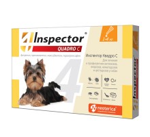 Inspector  Quadro капли на холку для собак весом 1-4 кг от клещей, насекомых, глистов 0,4 мл