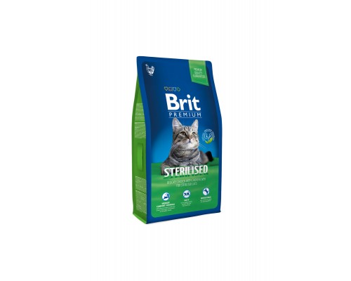 Корм Brit  Premium Cat для стерилизованных  кошек, с курицей и куриной печенью 1,5 кг