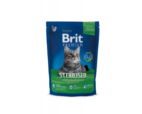 Корм Brit  Premium Cat для стерилизованных  кошек, с курицей и куриной печенью 8 кг