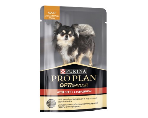 Purina Pro Plan консервы паучи для взрослых собак: кусочки в соусе с говядиной 100 г