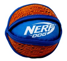 Nerf Dog мяч нейлоновый пищащий с узором, 15 см, (синий/оранжевый) 222 г