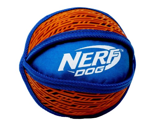 Nerf Dog мяч нейлоновый пищащий с узором, 15 см, (синий/оранжевый) 222 г