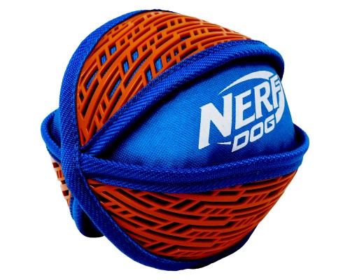 Nerf Dog мяч нейлоновый пищащий с узором, 15 см, (синий/оранжевый) 222 г