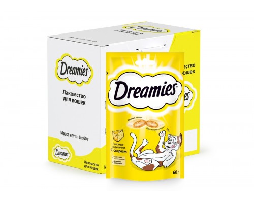 Dreamies лакомство для кошек Dreamies лакомые подушечки с сыром 60 г