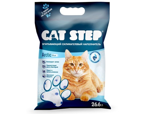 Cat step впитывающий  силикагелевый наполнитель, Crystal Blue 26,6 л