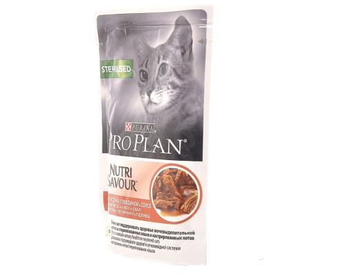 Purina Pro Plan (паучи)  Влажный корм Nutri Savour® для взрослых стерилизованных кошек и кастрированных котов, с говядиной в соусе