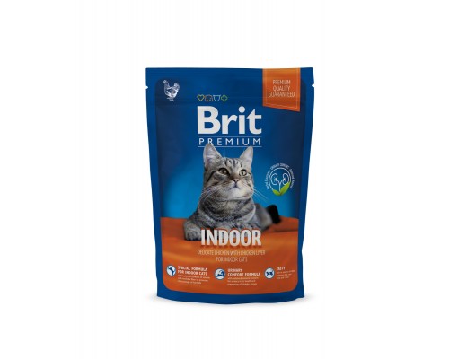 Корм Brit  Premium Cat для кошек домашнего содержания, с курицей и печенью 1,5 кг