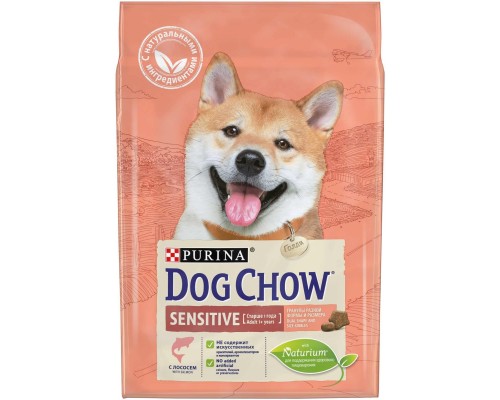 Корм Dog Chow для взрослых собак с чувствительным пищеварением, с лососем