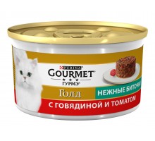 Gourmet влажный корм Gourmet Голд Нежные биточки для кошек, с говядиной и томатом