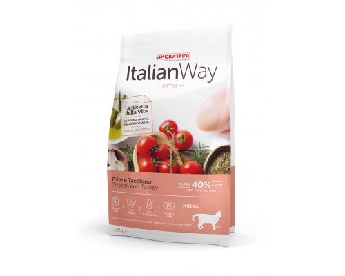 Корм Italian Way  безглютеновый, для котят, с курицей и индейкой 400 г