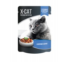 X-CAT влажный корм с сельдью и форелью в соусе для кошек