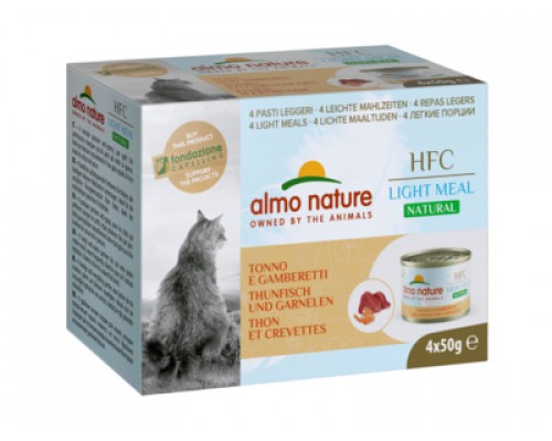 Almo Nature (консервы) набор низкокалорийных консервов для кошек (4 шт. по 50 гр) с тунцом и креветками