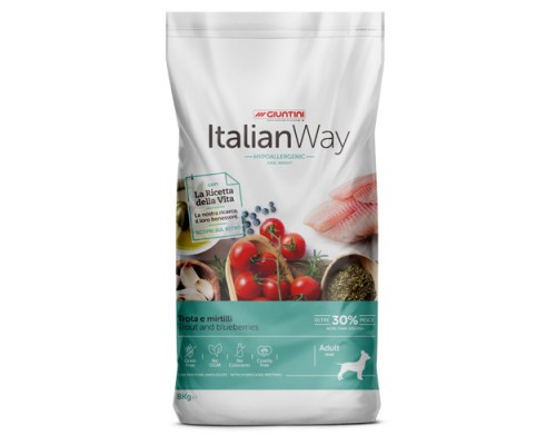 Корм Italian Way  беззерновой, для собак малых пород, со свежей форелью и черникой, контроль веса и профилактика аллергии 1,5 кг