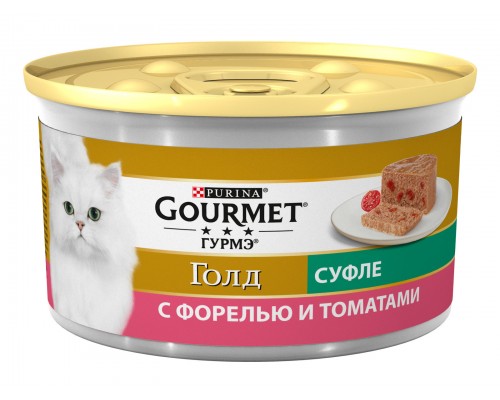 Gourmet  Голд влажный корм Суфле с овощами для кошек, с форелью и томатами