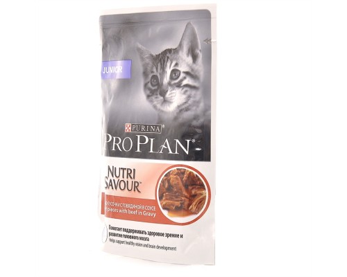 Purina Pro Plan (паучи) влажный корм Nutri Savour для котят, с говядиной в соусе