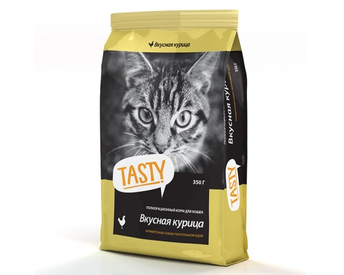 Корм Tasty для взрослых кошек, с курицей 350 г