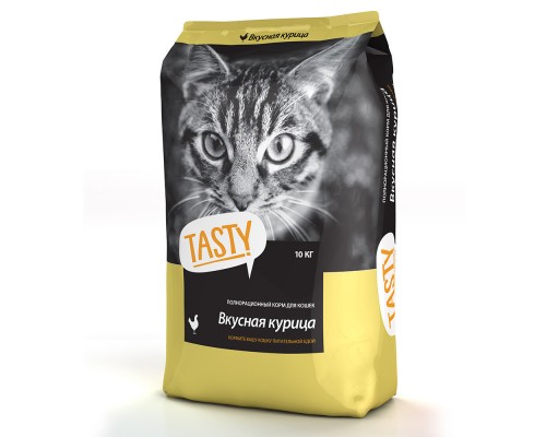 Корм Tasty для взрослых кошек, с курицей 350 г