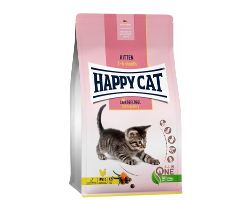 Happy cat сухой корм для Котят Домашняя Птица Киттен 1,3 кг