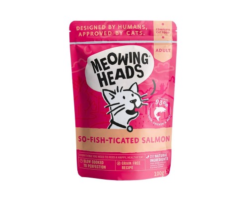 Meowing Heads консервы паучи для кошек и котят, с лососем, курицей и говядиной "Фиш-гурман" 100 г