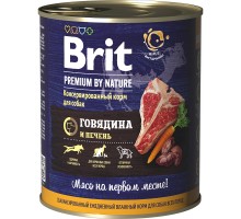 Brit  Premium by Nature консервы с говядиной и печенью для собак 850 г