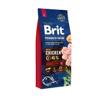 Корм Brit корм для взрослых собак крупных пород, с курицей 15 кг