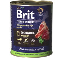 Brit  Premium by Nature консервы с говядиной и сердцем для собак 850 г