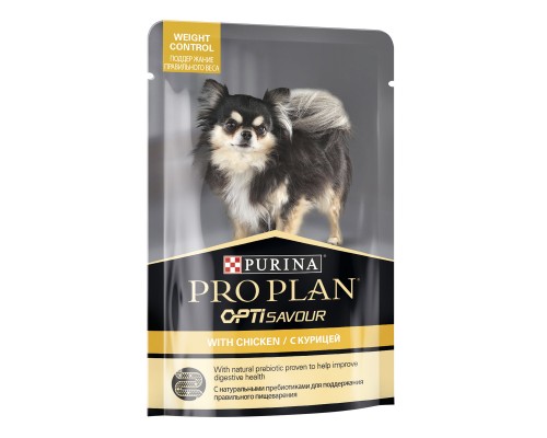 Purina Pro Plan консервы для взрослых собак мелких и карликовых пород, склонных к набору веса, с курицей в соусе 85 г