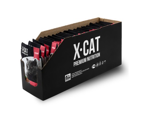 X-CAT паучи для стерилизованных кошек  с говядиной в соусе 85 г