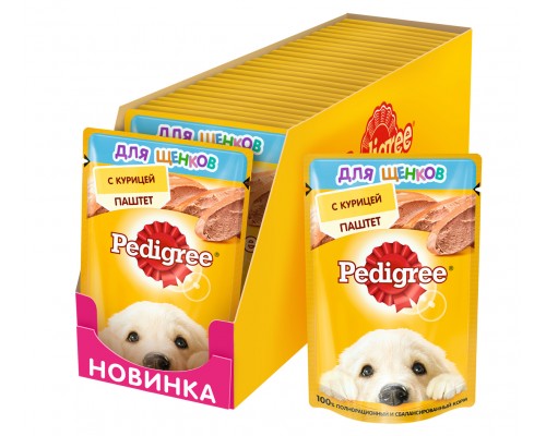 Pedigree влажный корм для щенков от 1 месяца, паштет с курицей 80 г