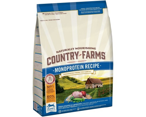 Корм Country Farms монопротеиновый. Полнорационный корм для щенков, с высоким содержанием курицы 11 кг