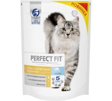 Корм Perfect Fit сухой полнорационный, для взрослых кошек с чувствительным пищеварением, с лососем 650 г