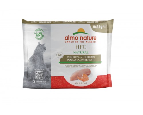 Almo Nature (консервы) набор паучей с курицей и креветками для кошек (6x55 гр)