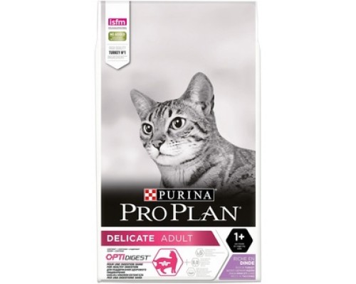 Корм Purina Pro Plan для взрослых кошек с чувствительным пищеварением или особыми предпочтениями в еде, с высоким содержанием индейки 3 кг